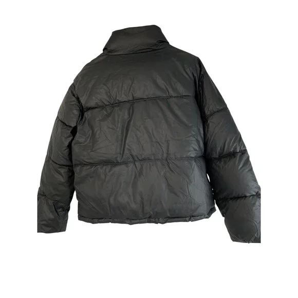 Express Womens Black Medium Puffer Jacket Crop Length NWT $128 - Picture 4 of 10